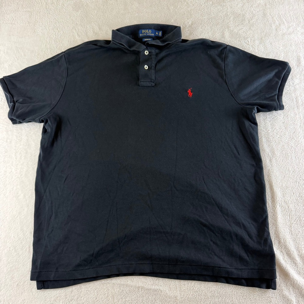 Polo Ralph Lauren Custom Fit Polo Shirt Mens XL Black Short Sleeve
